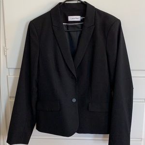 Calvin Klein Notched Collar Suit Jacket- Black